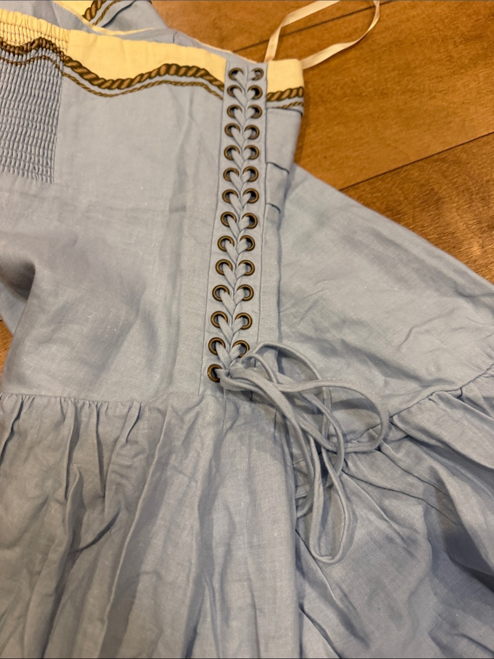 FARM Rio Souvenir Strapless Side Ties Maxi Dress Blue NWT - Picture 6 of 9